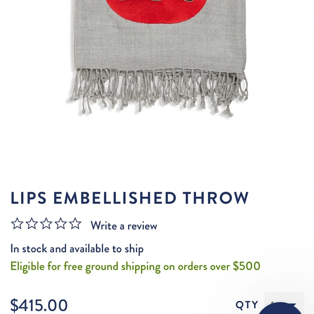 Lip embellished throw